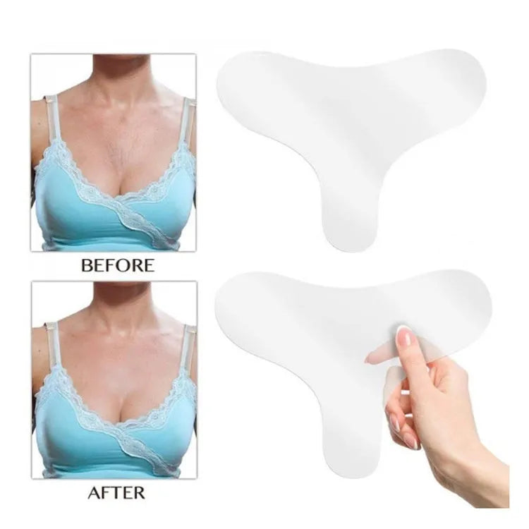 Transparent TPU silicone anti-wrinkle patches set with neck sticker, T-shape, heart and triangle designs