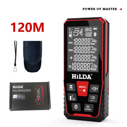 Laser rangefinder measuring device with plastic housing for distance measurement up to 120 m