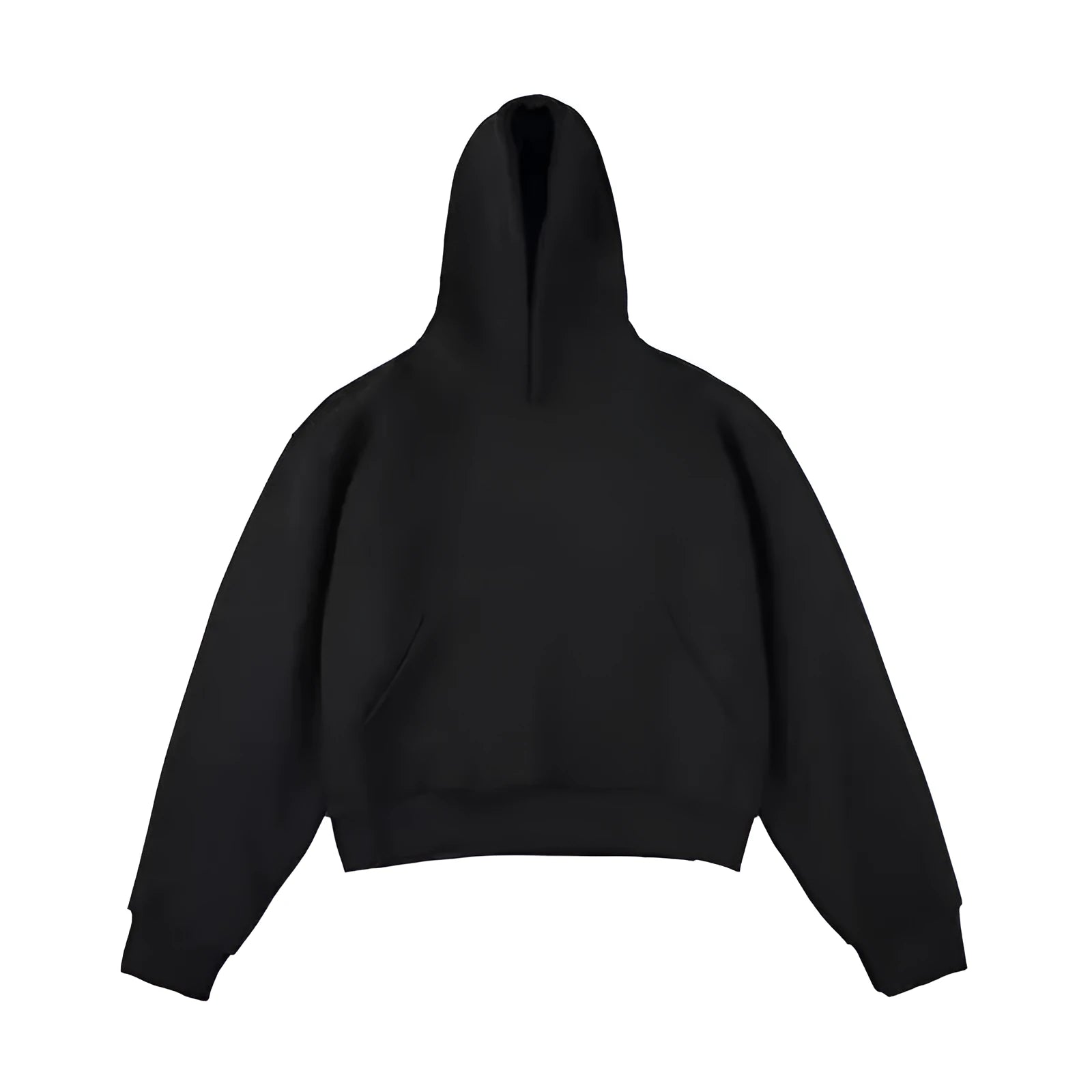 Short Chinese cotton composite hooded sweater with removable hood in dark grey.
