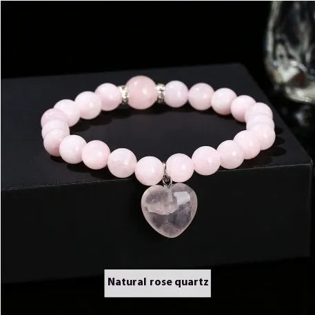Handmade natural crystal bracelet with tigereye, aventurine, pink crystal, white jade and unakite stones