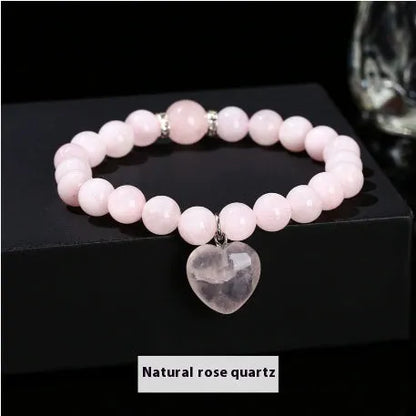 Handmade natural crystal bracelet with tigereye, aventurine, pink crystal, white jade and unakite stones
