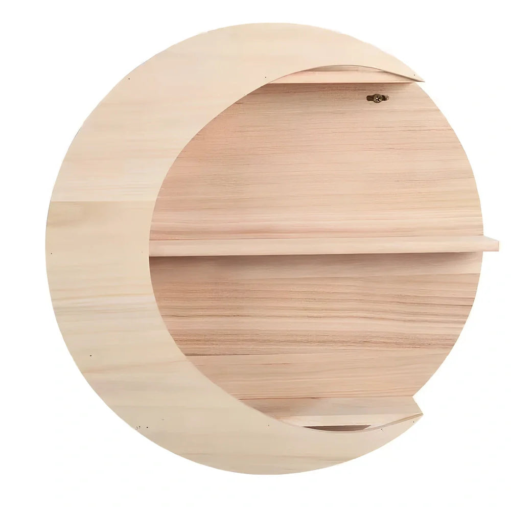 Wall-mounted wooden shelf in wood or burnt colour, 38-40cm square with 8cm depth for home display