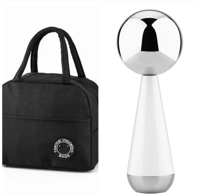 Stainless steel ice roller facial massager in silver or gold colour