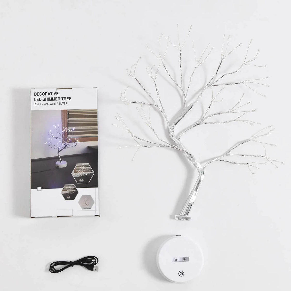 50cm tall LED tree-shaped decorative lamp with copper wire branches and warm white lighting