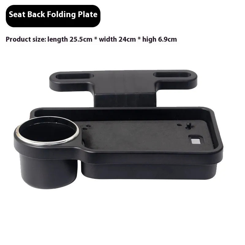 Foldable black car laptop and dining tray with cup holder on a steering wheel