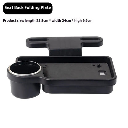 Foldable black car laptop and dining tray with cup holder on a steering wheel