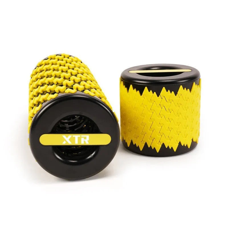 Adjustable telescopic foam roller extended to 45cm length in red colour