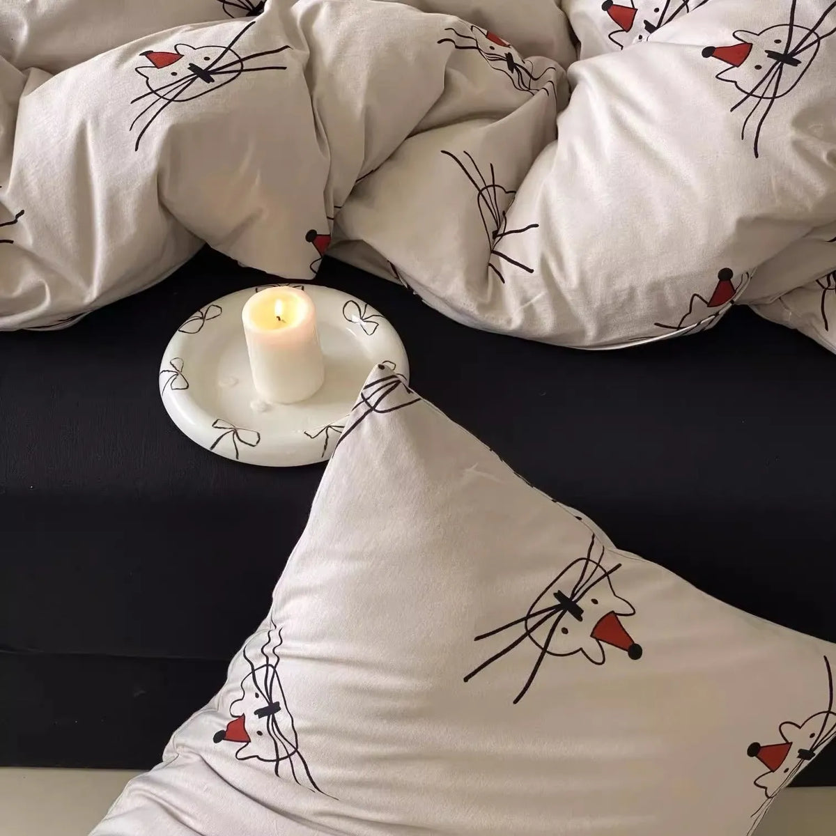 Pure cotton printed bedding set with quilt cover, sheet, and pillowcases in 1.2m to 2.0m sizes
