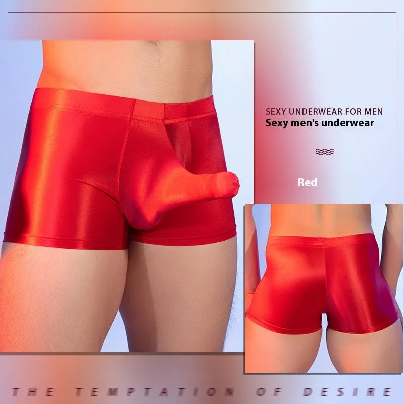 Men's red seamless boxer shorts with a mid-waist design and no visible interior stitching.