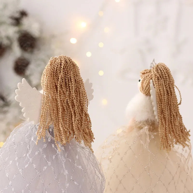 Non-woven fabric angel doll ornament measuring 26x15cm in gold colour