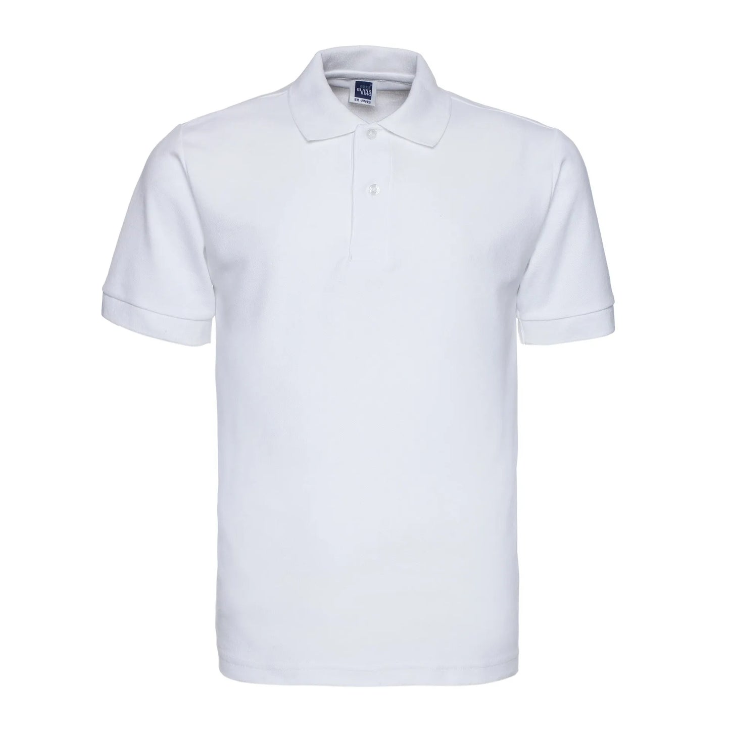 Solid colour plus size short sleeve polo shirt on a hanger, loose fit style.