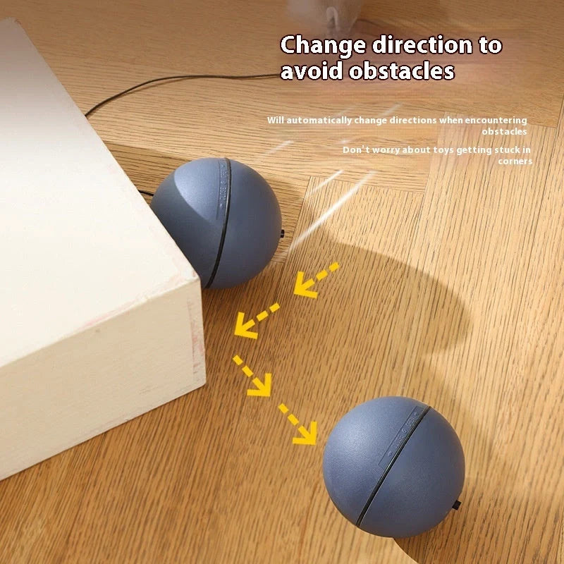 Automatic cat teasing ball with plush mouse for interactive pet play