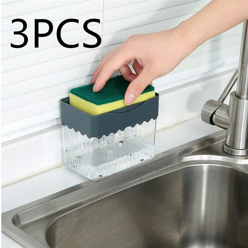 Stylish 2-in-1 sink caddy with liquid soap dispenser for streamlined kitchen organisation