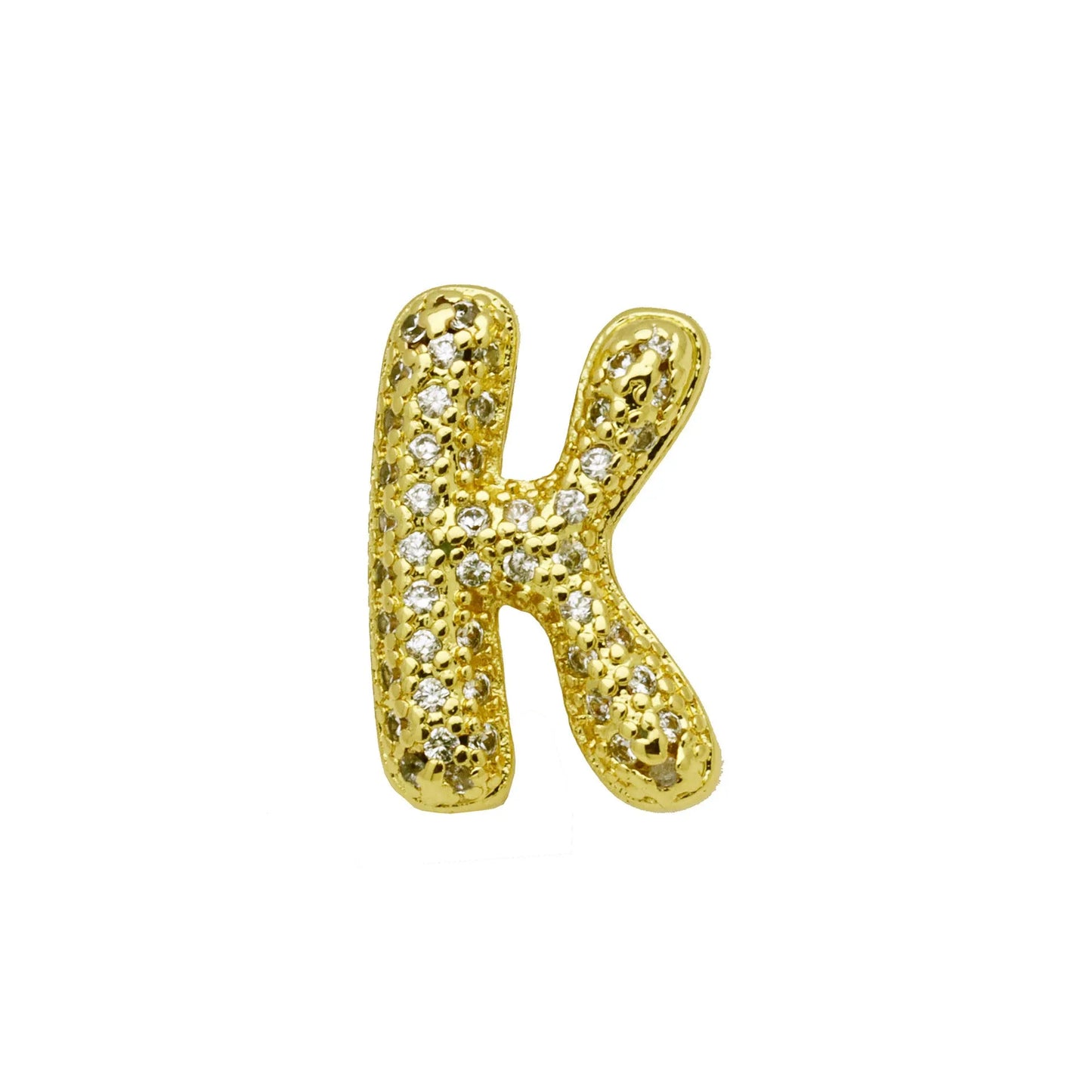 Retro copper bracelet with a letter 'A' charm featuring micro inlaid zircon, shown in a gold finish.