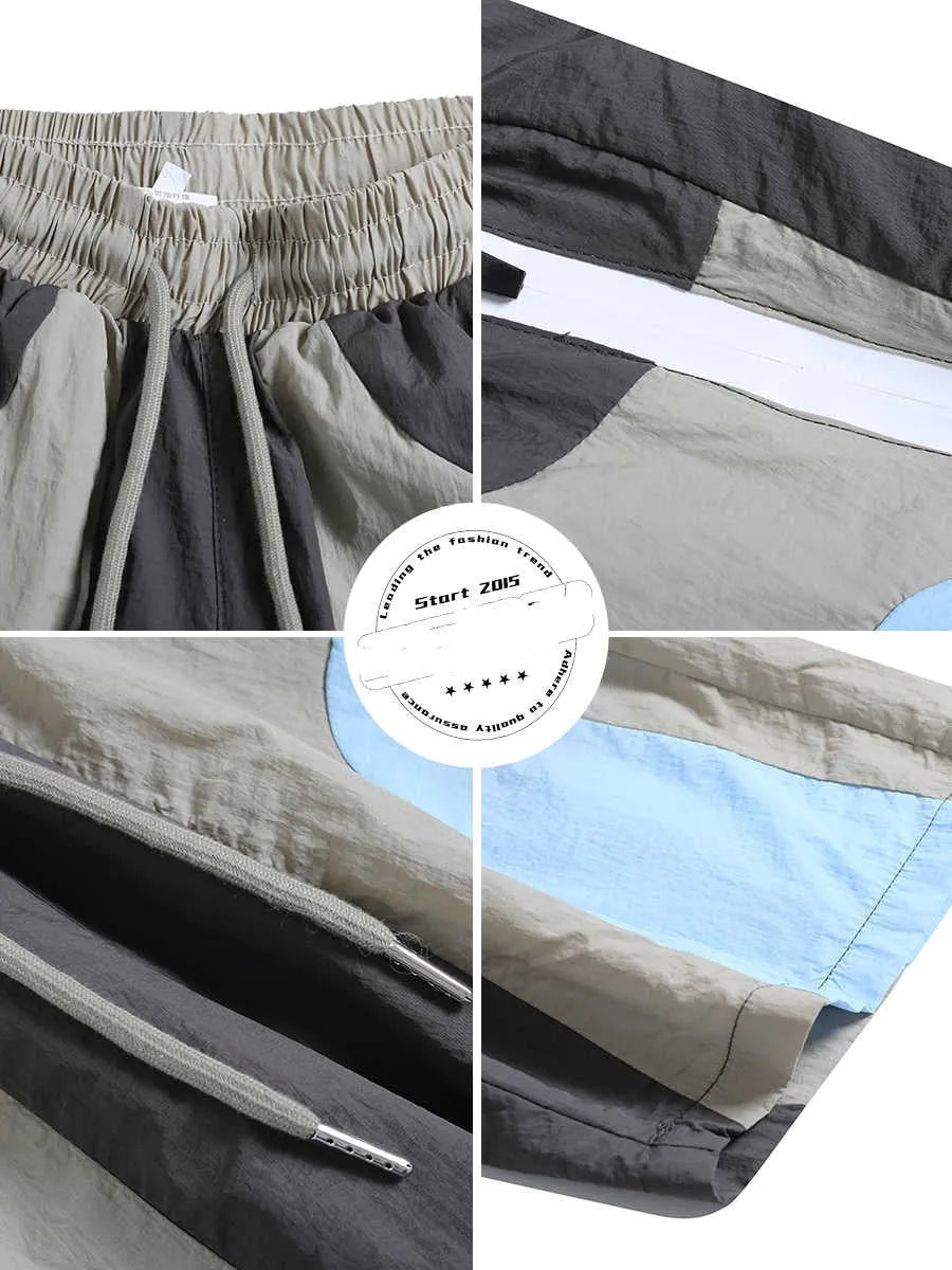 Blue men's loose-fit quick-drying outdoor sports shorts with straight legs and elastic waistband.