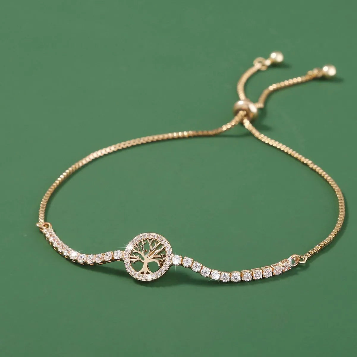 Electroplated lucky tree zircon bracelet for women in European American jewellery style