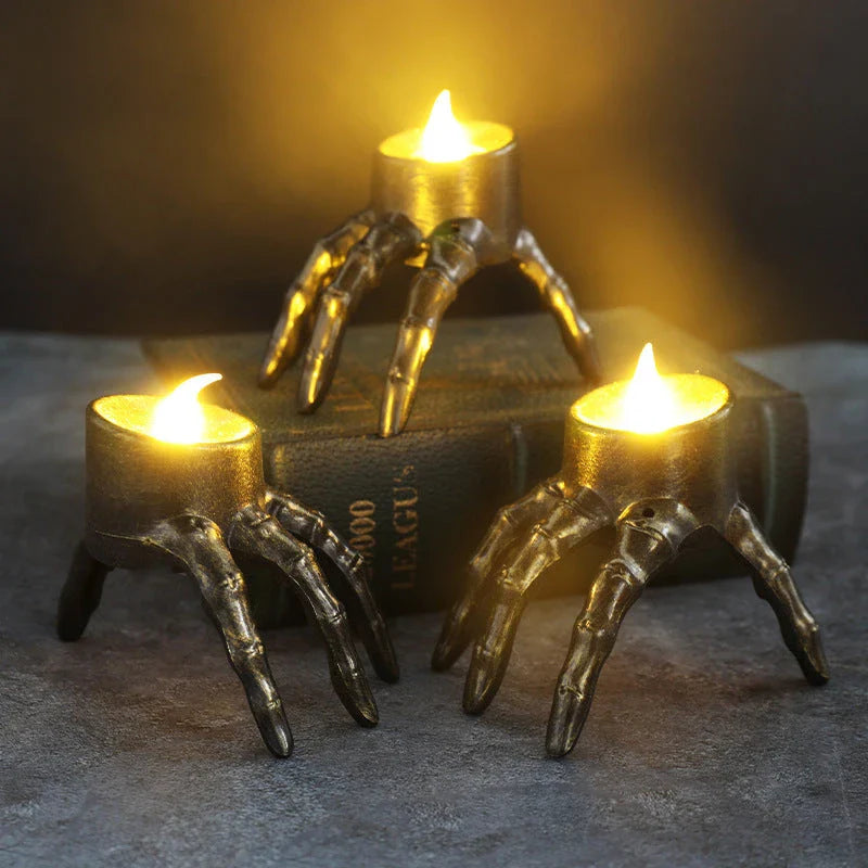 Skull-shaped Halloween lantern with LED lighting for atmospheric decor