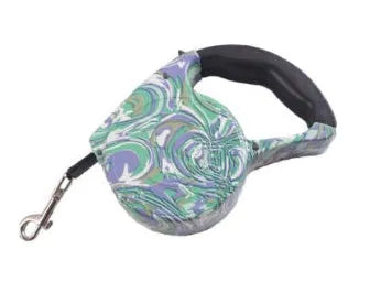 Automatic retractable dog leash, 5 m long, 1 cm wide, plastic, in a choice of printed designs