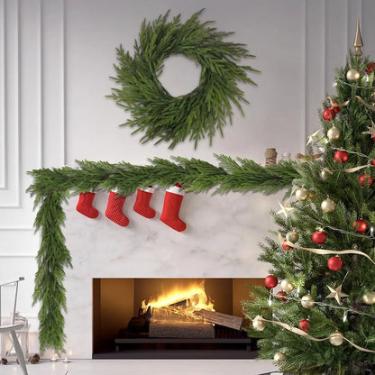 60cm plastic front door garland with PE feel texture in American country style