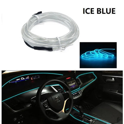 Car ambient light kit showing 6-metre LED light cable and USB driver for interior vehicle lighting.