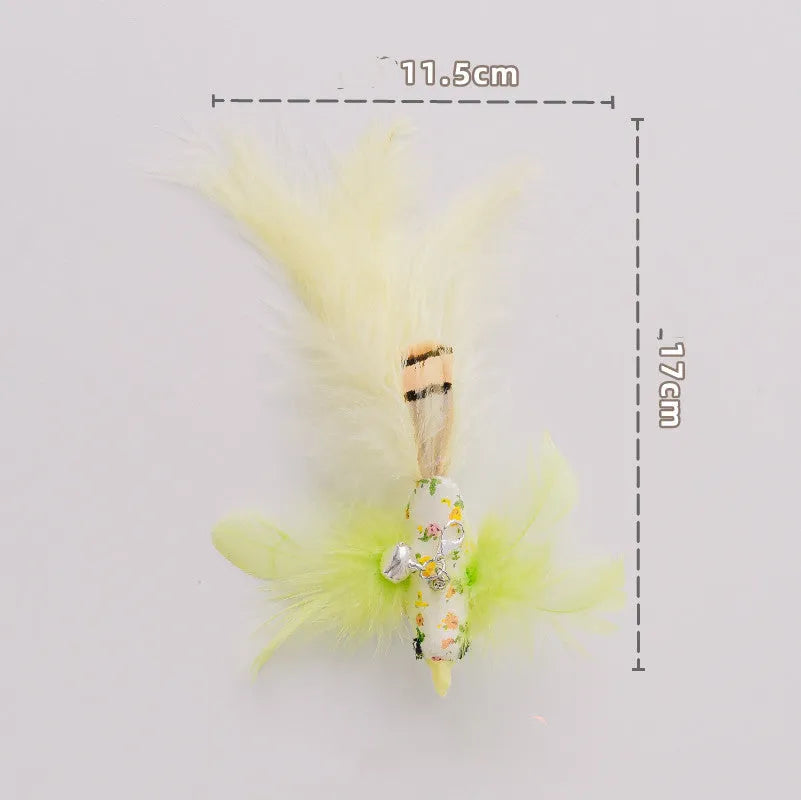 Detachable sucker cat stick with feather attachment, PVC rod and steel wire in picture colour