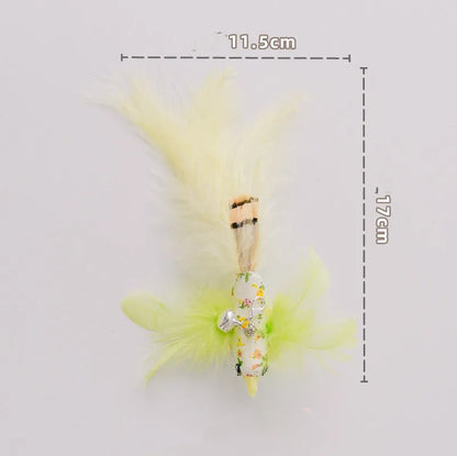 Detachable sucker cat stick with feather attachment, PVC rod and steel wire in picture colour
