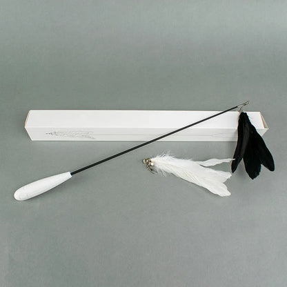 Telescopic cat fishing rod toy extended to 80cm with goose feather lure and bell