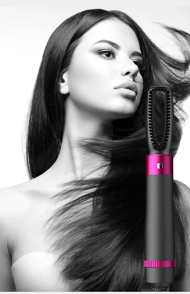 Professional 5-in-1 Hair Dryer Brush in Dyson Grey with multiple brush attachments