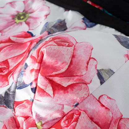 Men's printed ice silk underwear briefs in a floral design, showing mid-waist fit.