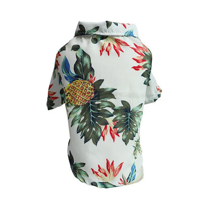 Breathable Hawaiian-style pet shirt for dogs and cats in various tropical colors and patterns