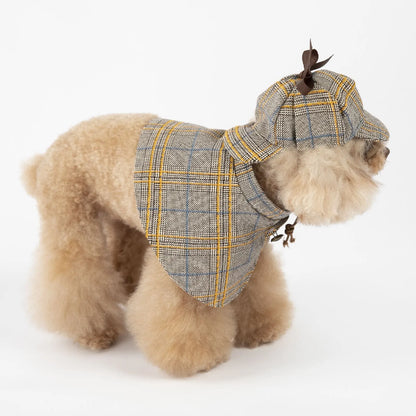 Camel coloured cotton pet cloak with adjustable hood shown in S to 3XL sizes