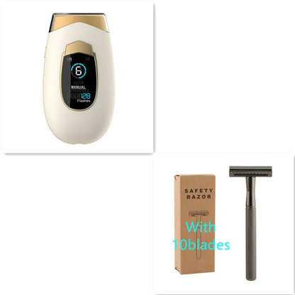 Home laser hair removal device in DH5 or DH4 colour with goggles, power adapter and power pin for whole body use