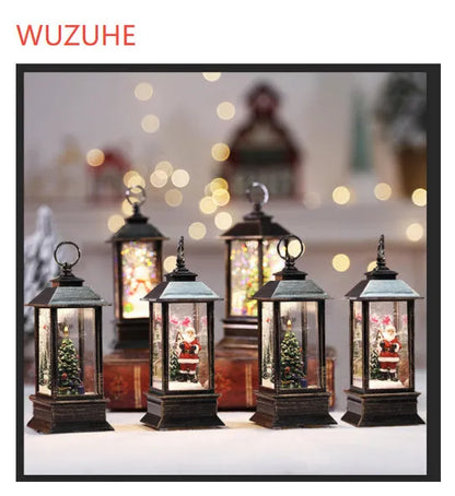 Christmas simulation LED flame small oil lamp, plastic square wind lamp, 5cm x 5cm x 13cm, with electronic light