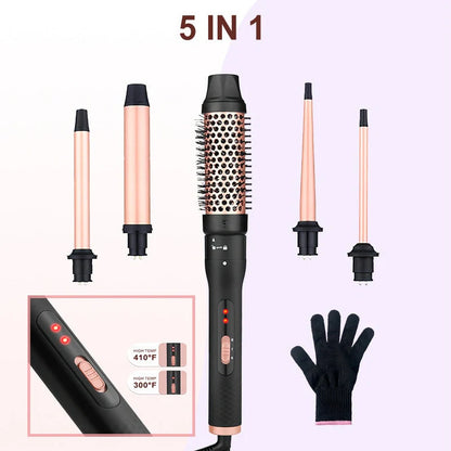 Three-tube water wave hair curler with 19mm 25mm 32mm ceramic-coated barrels and wired power cord