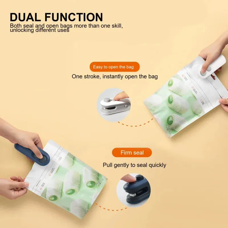 Chip Bag Sea Vacuum Sealing Machine: Handheld USB Rechargeable Heat Sealer for Food Storage, Measuring 9.5x4x3.5cm with Magnetic Sticker and Cutter Blade