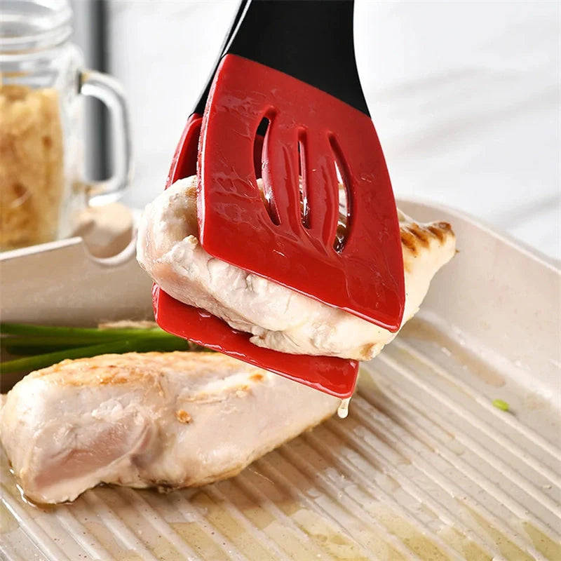 3-in-1 silicone food clip spatula for frying steak and pancakes