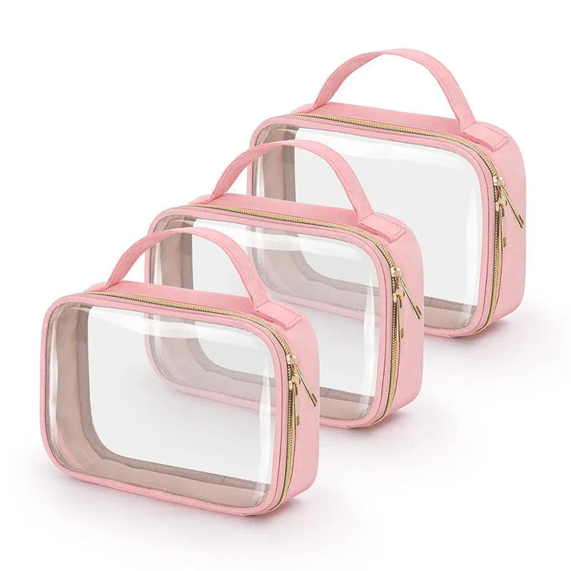 Transparent PVC lipstick storage bag with detachable chain showing 7.85-inch dimensions