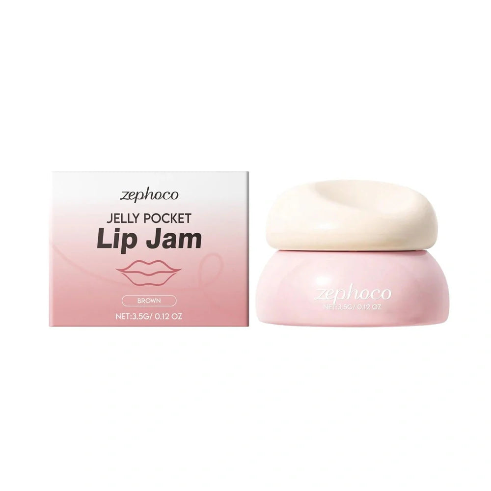 Jelly moisturising lipstick in Brown, Choco, and Watermelon Red shades with beeswax and shea butter formula