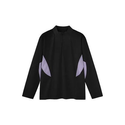 Men's solid colour polyester top with stitching detail, shown in black and beige with both long and short sleeve options