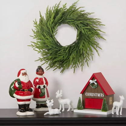 60cm plastic front door garland with PE feel texture in American country style