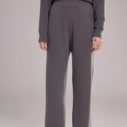 Women's cashmere fabric leggings in five colours showing stitching construction and thick material