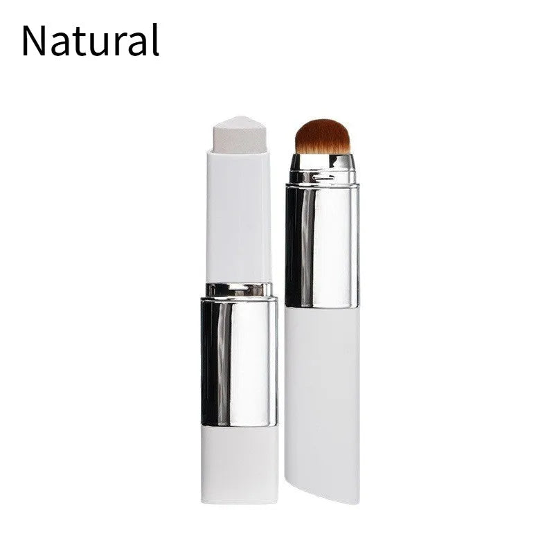 Detachable makeup brush for cream stick foundation application showing removable handle design