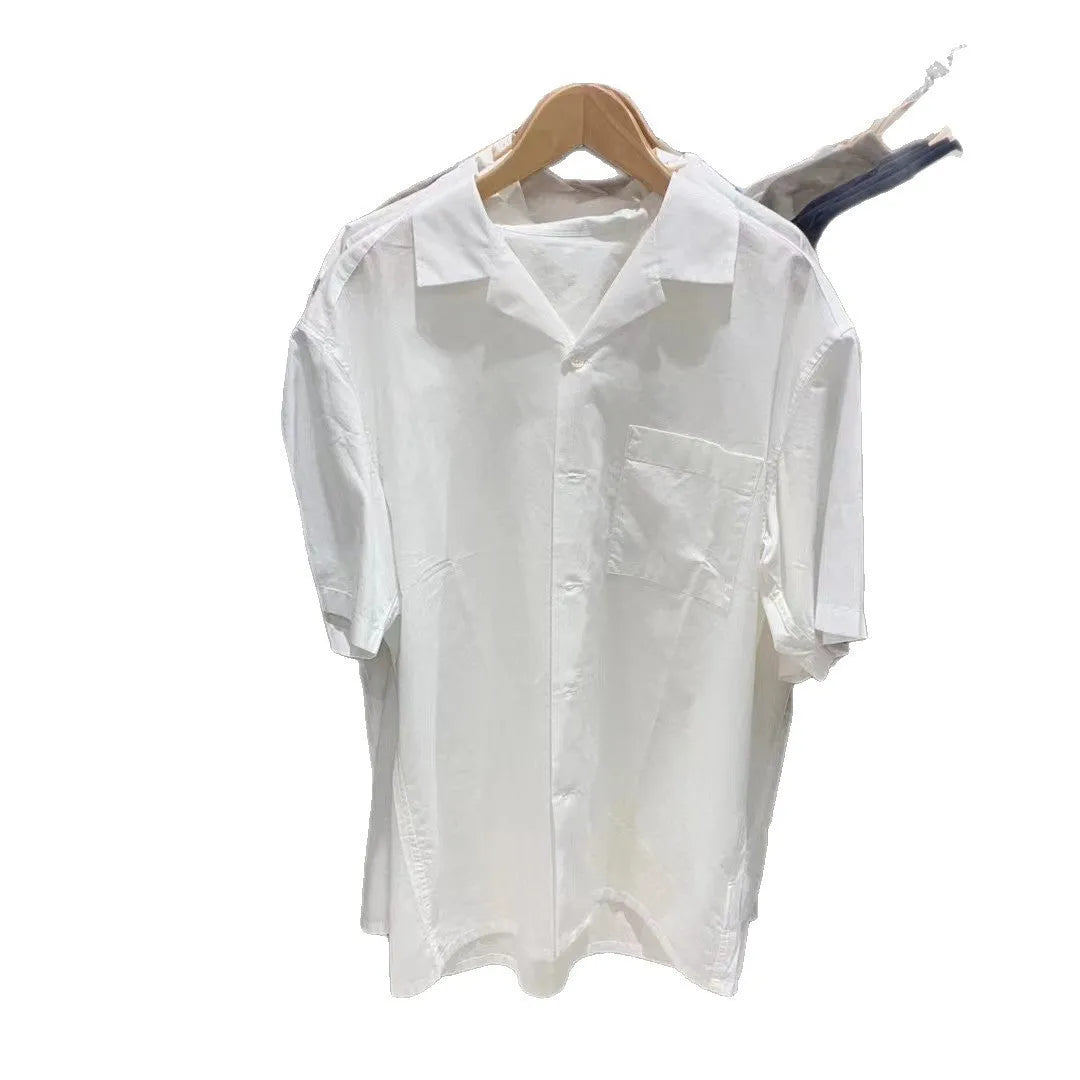 Men's modal cotton open collar casual shirt in cardigan style with collage stitching