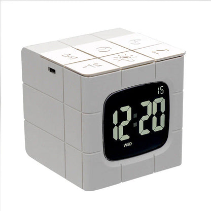 Rubik's Cube Alarm Clock with USB Charging, Voice Control, Countdown Timer, and Adjustable Brightness