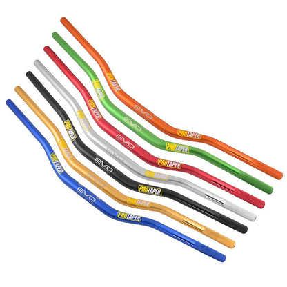Orange aluminium scrambling motorcycle handlebar with 28mm diameter and 80x10cm dimensions