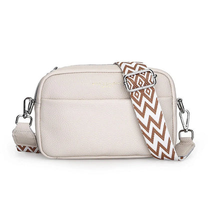 Stylish cowhide shoulder messenger bag with adjustable strap in various colours