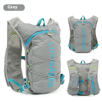 Multifunctional nylon running backpack with reflective strips, shown in one of six colour options.