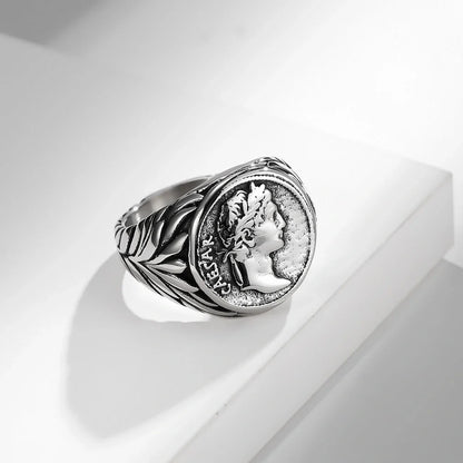 Dashing stainless steel ring with a sleek geometric design, available in steel and gold finishes and a range of sizes