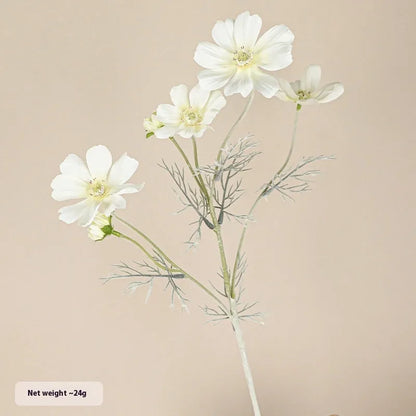 Small artificial Persian chrysanthemum bouquet in milky white colour with plastic stems and silk petals