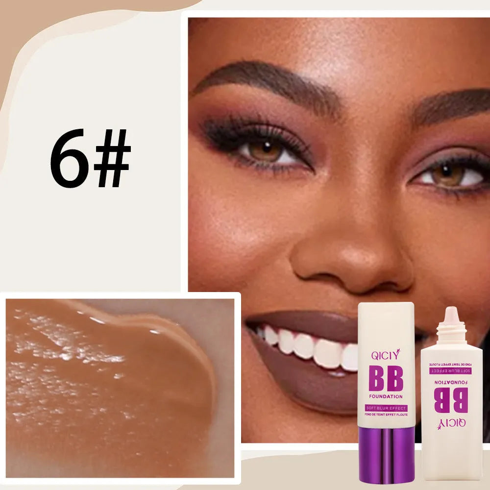 BB cream liquid foundation concealer bottle in one of 10 available shades with brightening properties